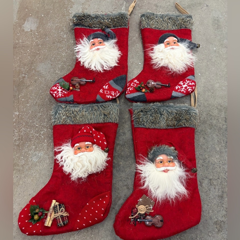 Vintage Christmas decorations Festive‎ Red Santa Christmas Stockings